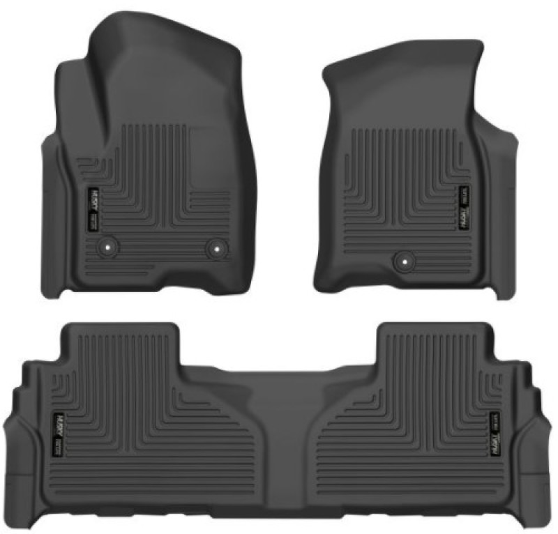 GMC Yukon XL Floor Liners - Front + Rear - Husky Liners - WeatherBeater - Black - `21-`23